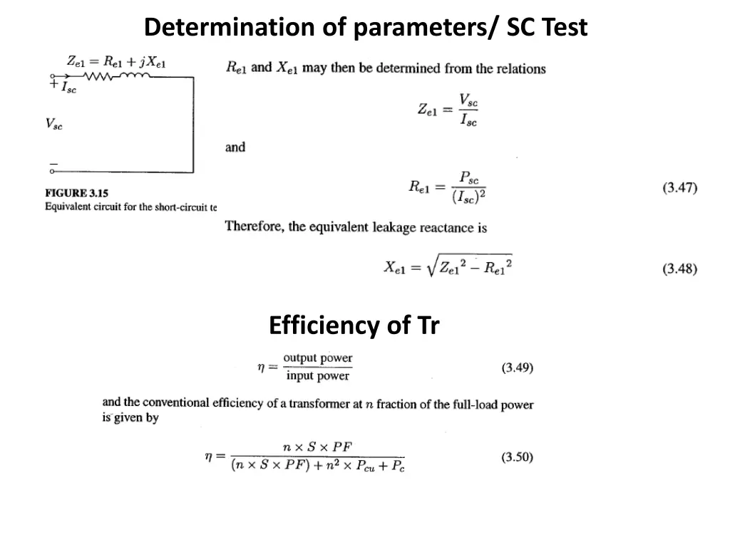 determination of parameters sc test