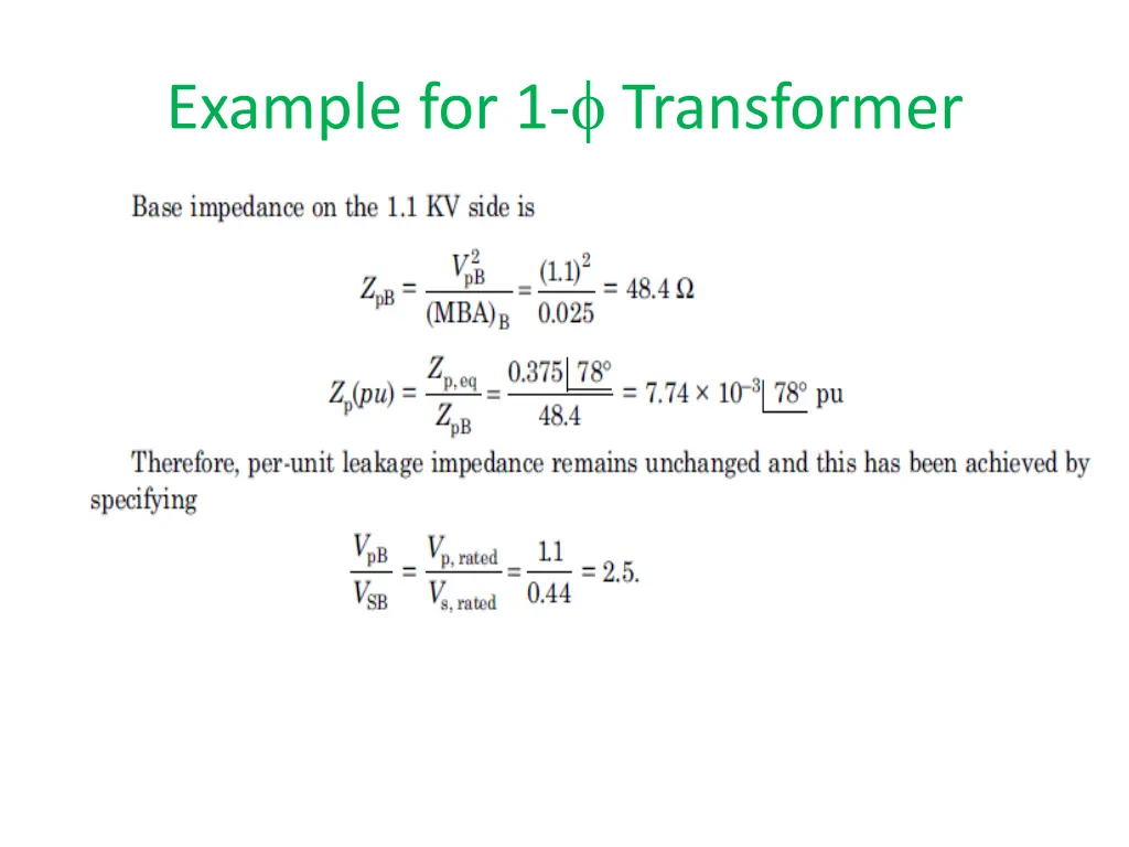 example for 1 transformer 1