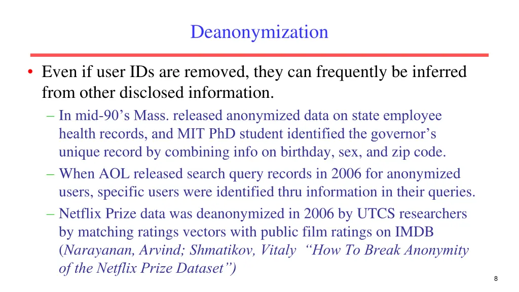 deanonymization