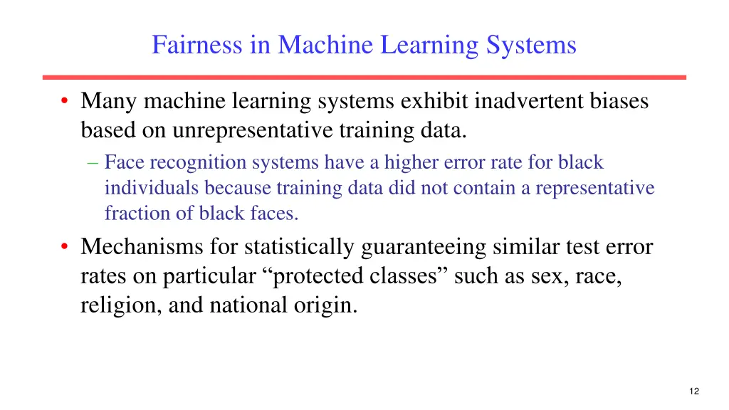 fairness in machine learning systems