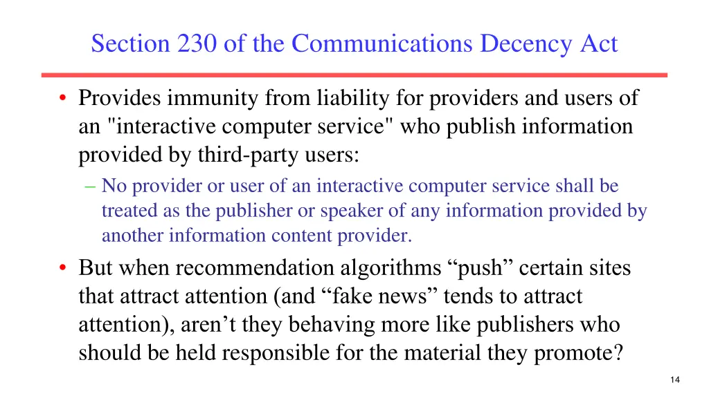 section 230 of the communications decency act