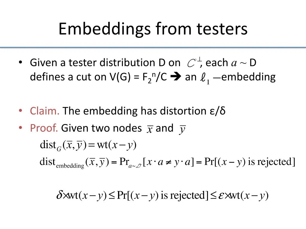 embeddings from testers