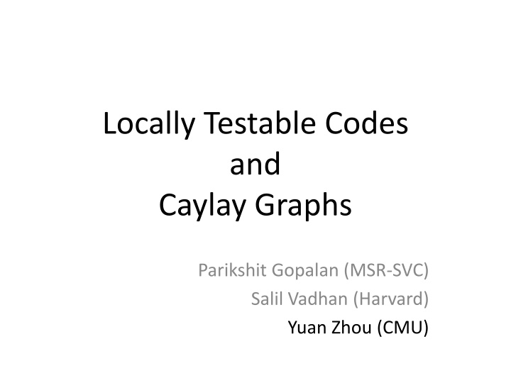 locally testable codes and caylay graphs
