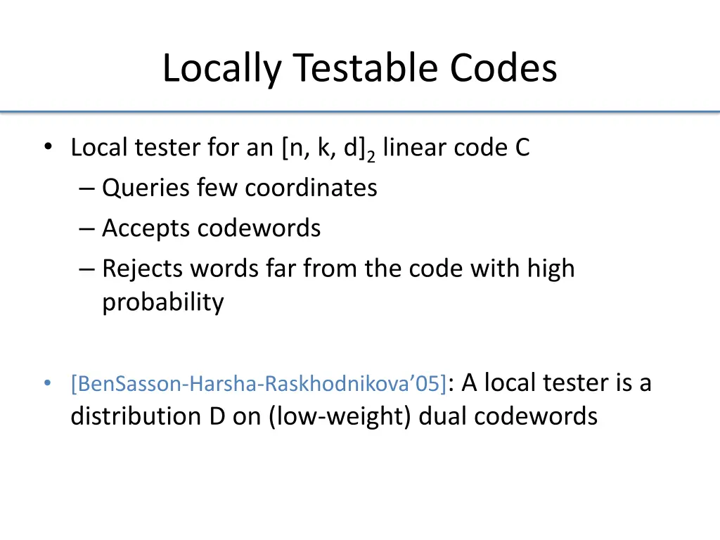 locally testable codes