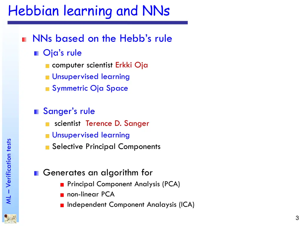 hebbian learning and nns