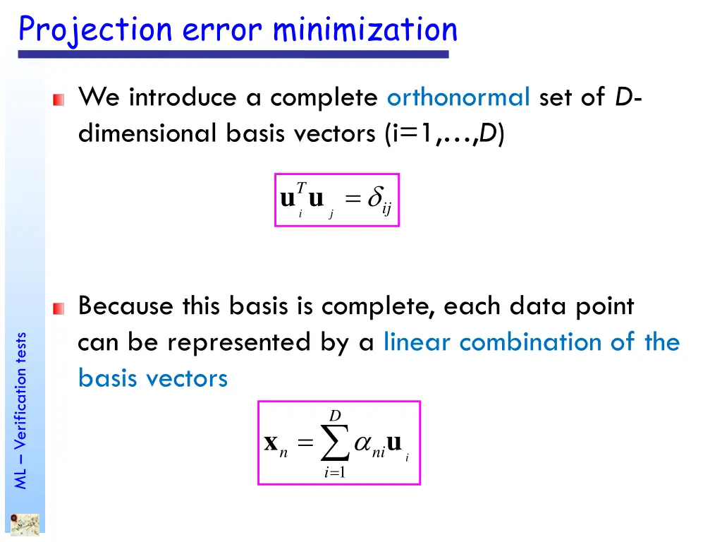 projection error minimization