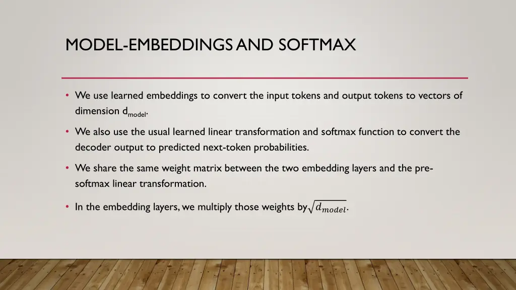 model embeddings and softmax