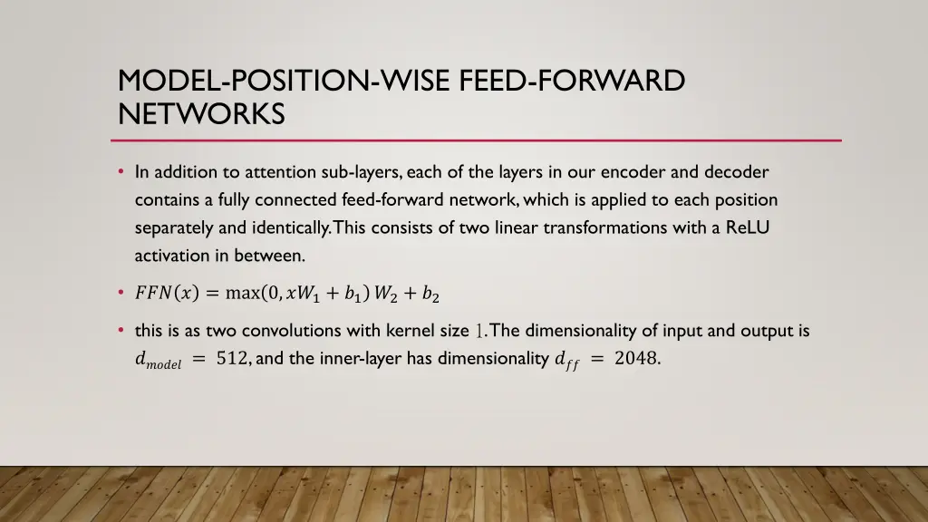 model position wise feed forward networks