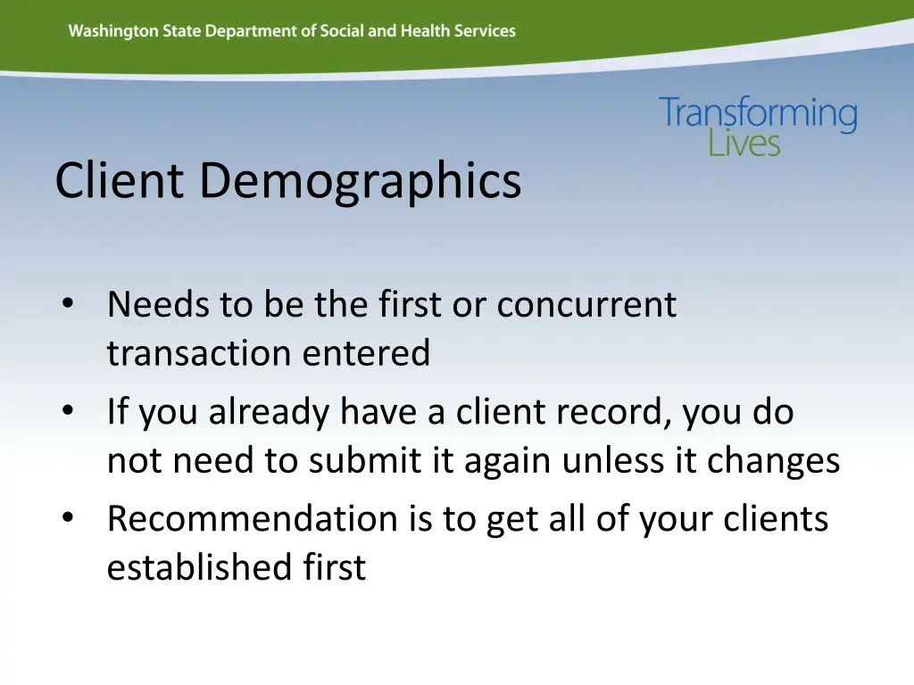 client demographics