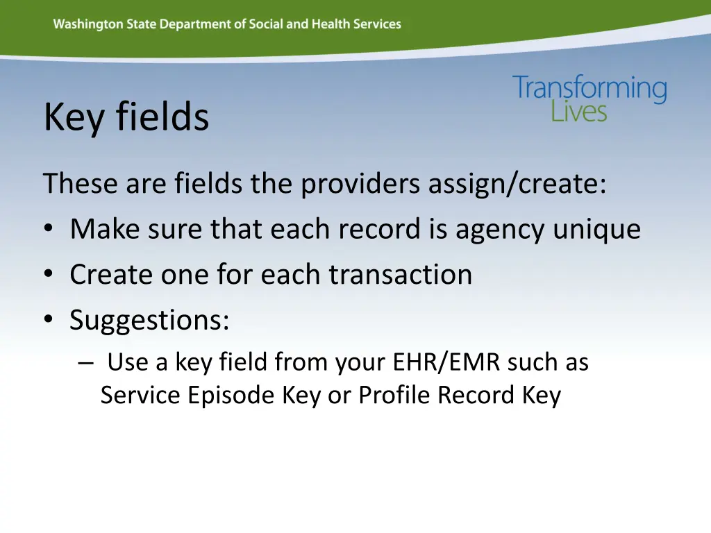 key fields