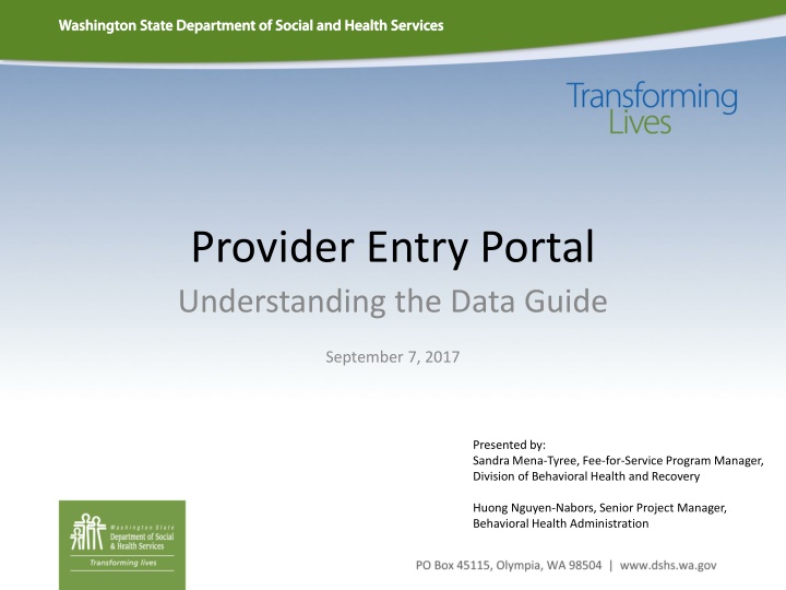 provider entry portal understanding the data guide