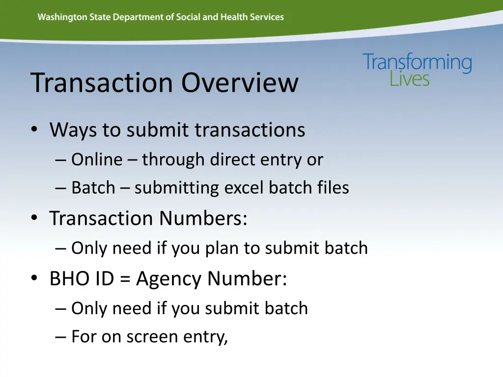 transaction overview