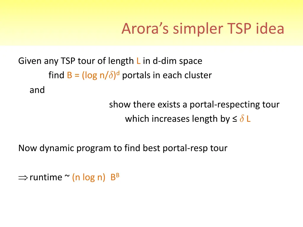 arora s simpler tsp idea