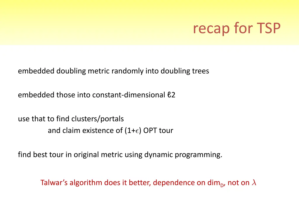 recap for tsp