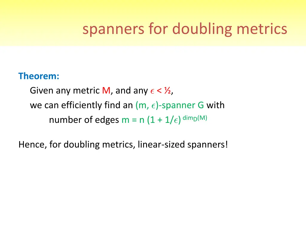 spanners for doubling metrics 1