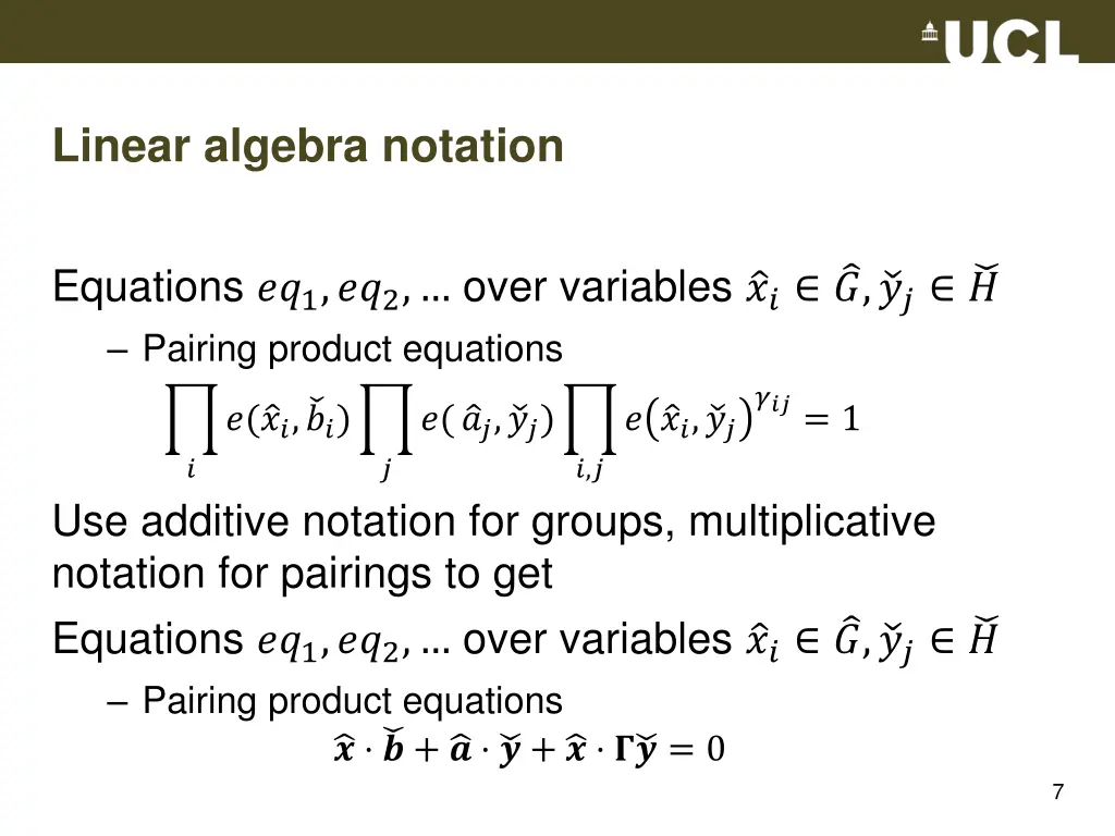 linear algebra notation