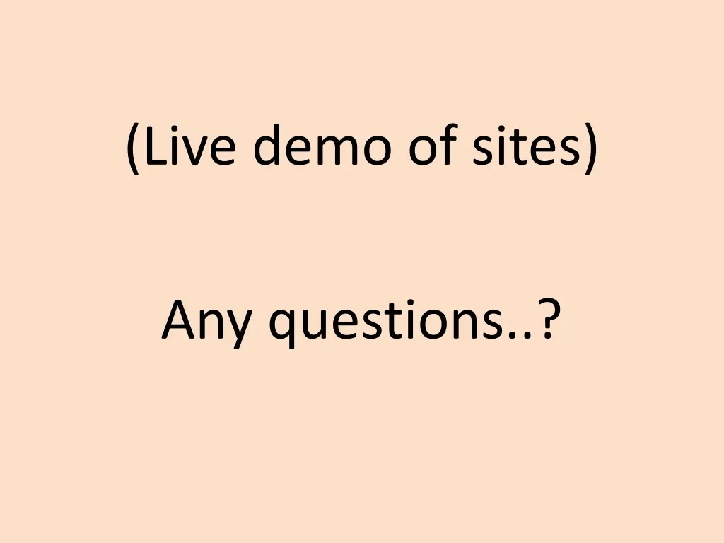live demo of sites