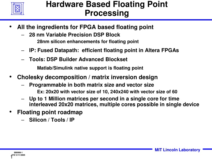 hardware based floating point processing