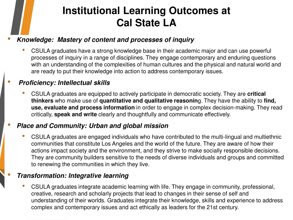 institutional learning outcomes at cal state la