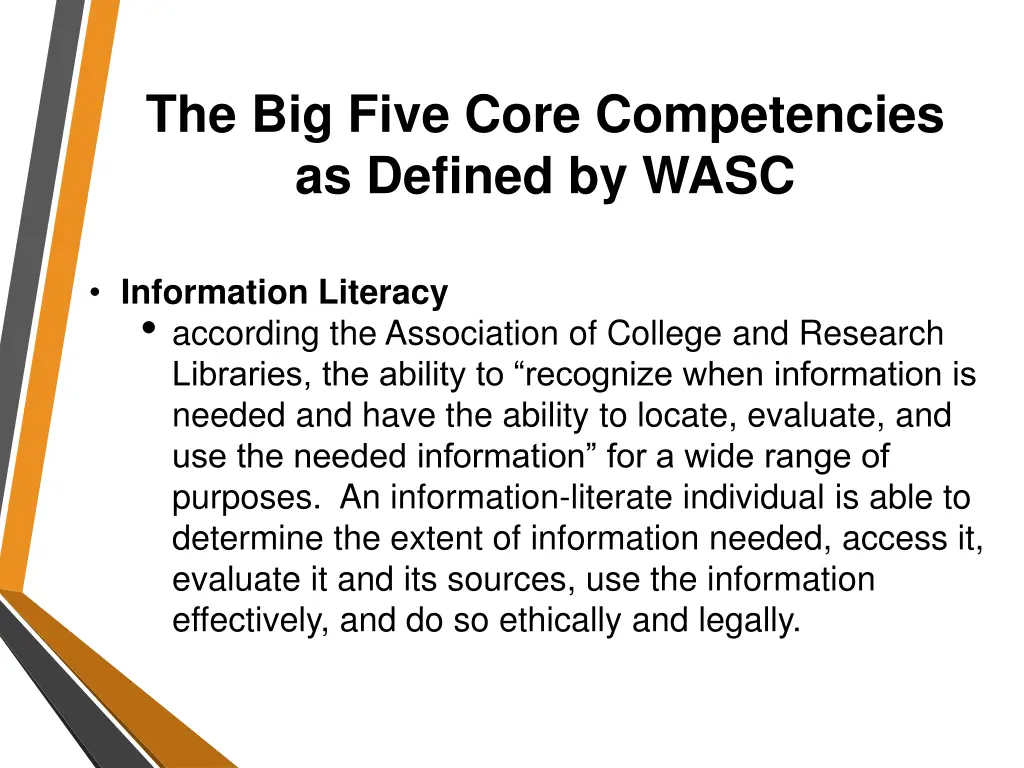 the big five core competencies as defined by wasc 2