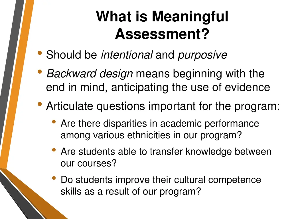 what is meaningful assessment should