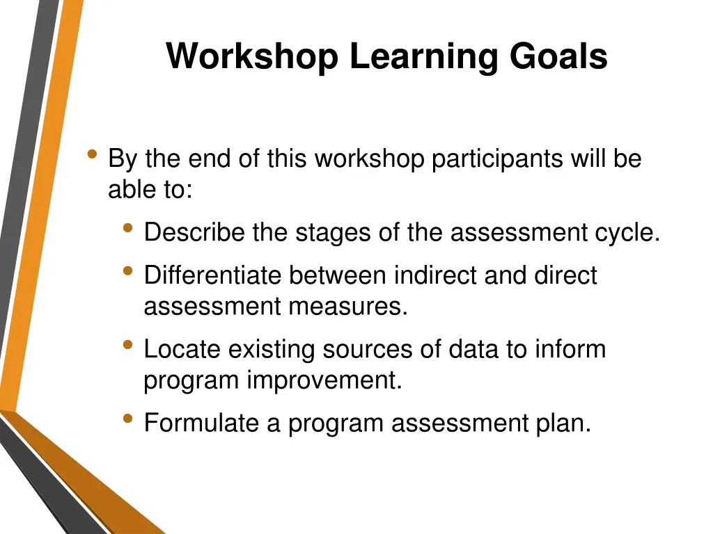 workshop learning goals