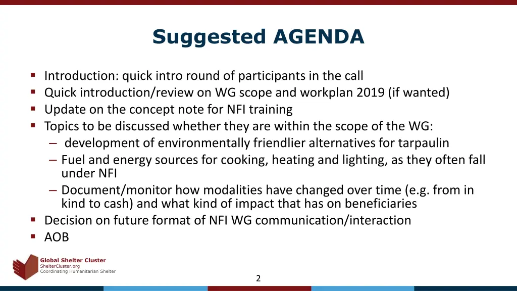 suggested agenda