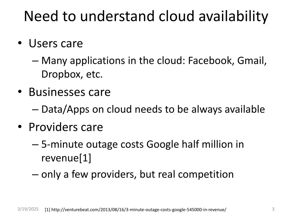 need to understand cloud availability