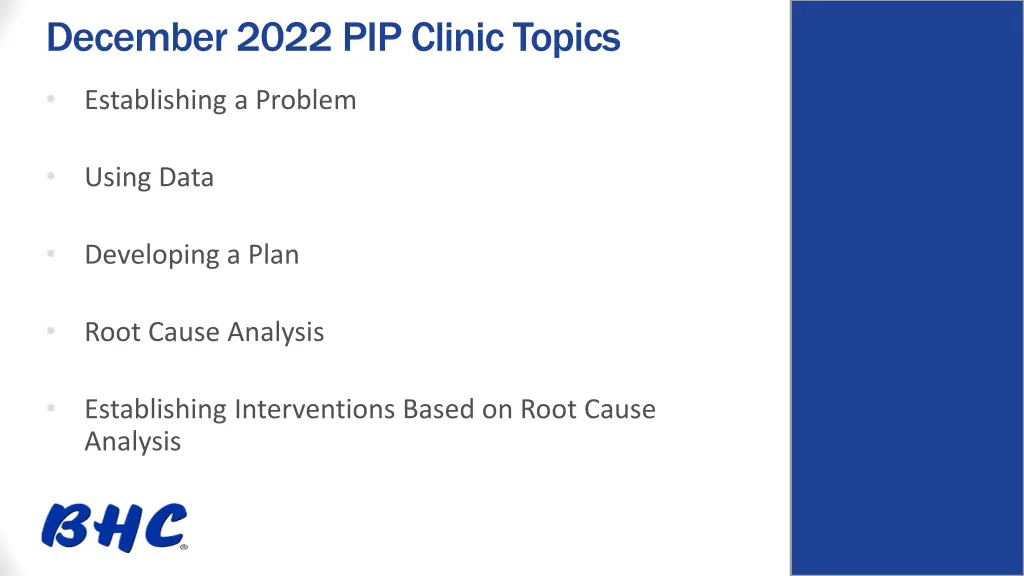 december 2022 pip clinic topics