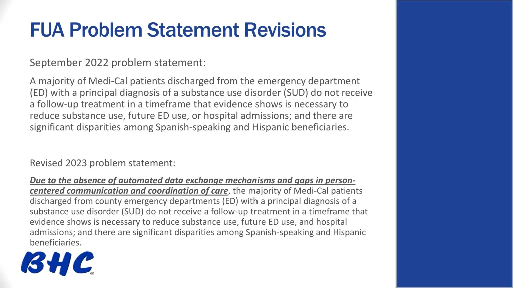 fua problem statement revisions