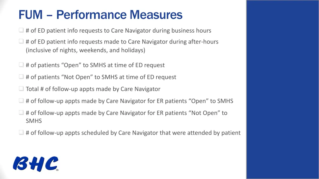 fum performance measures