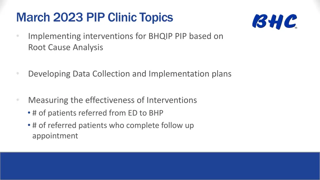 march 2023 pip clinic topics