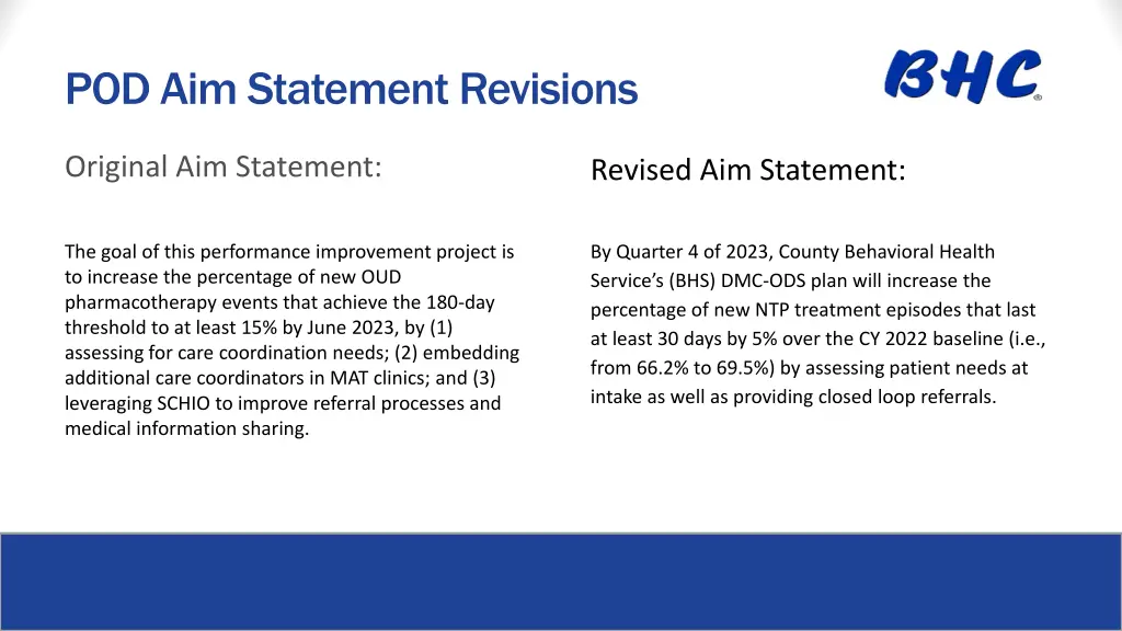 pod aim statement revisions