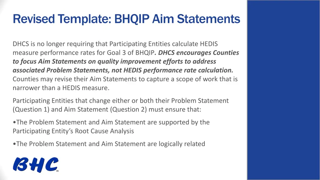 revised template bhqip aim statements