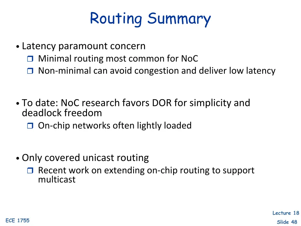 routing summary
