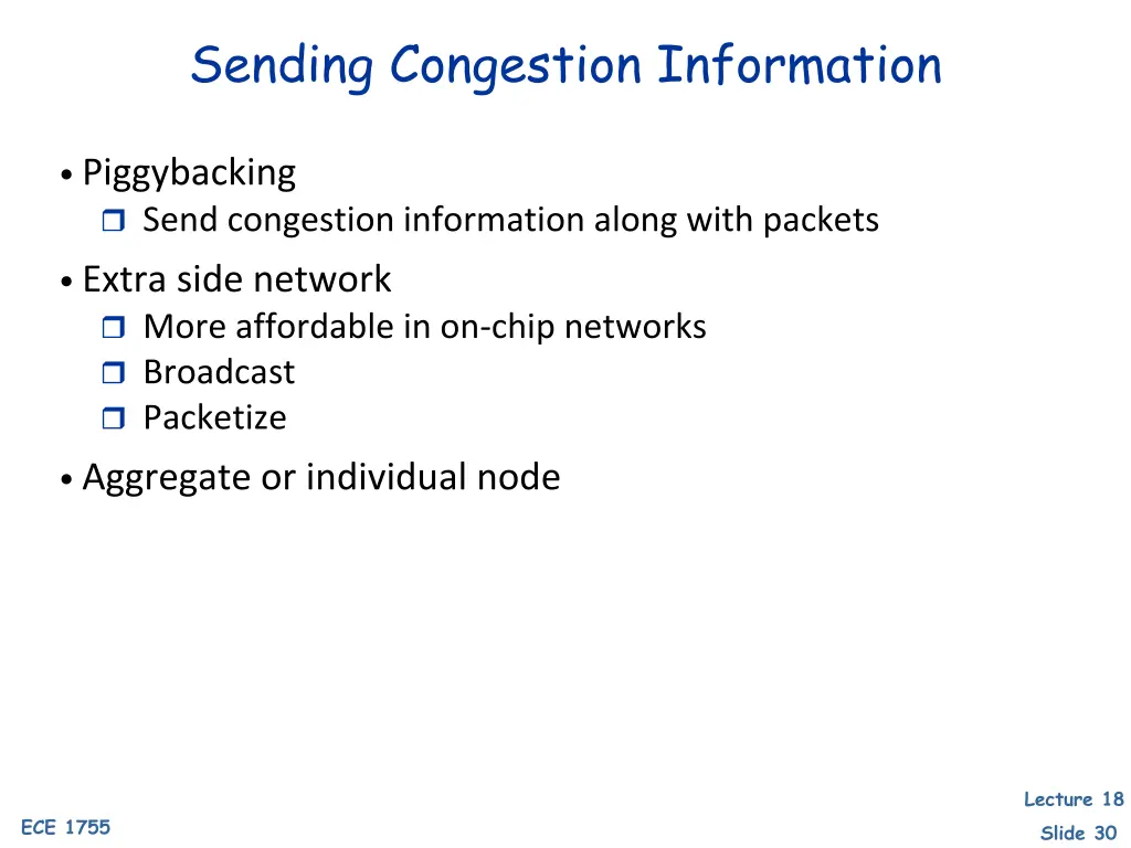 sending congestion information