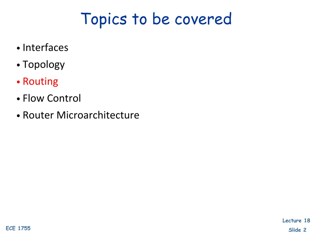 topics to be covered