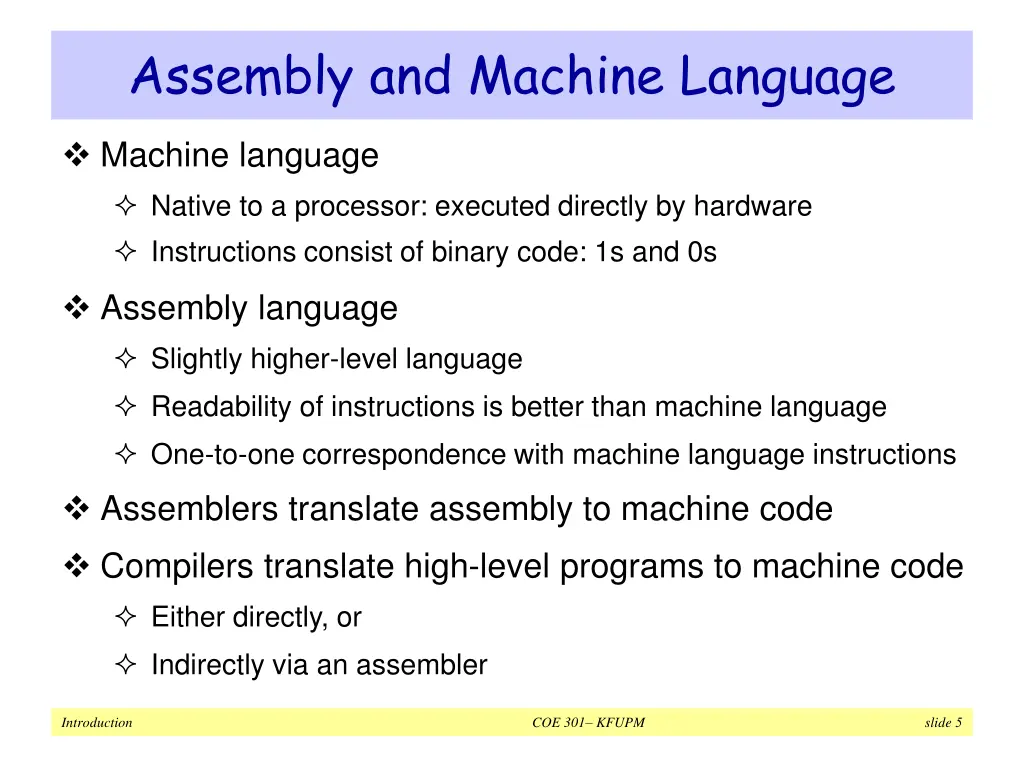 assembly and machine language