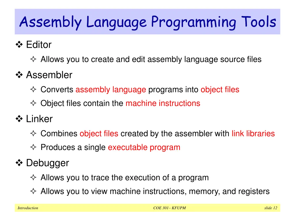 assembly language programming tools