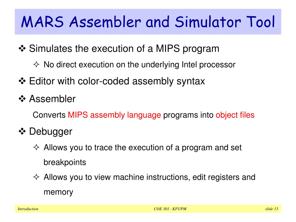 mars assembler and simulator tool 1