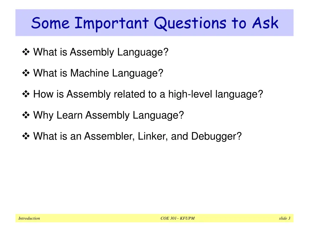 some important questions to ask