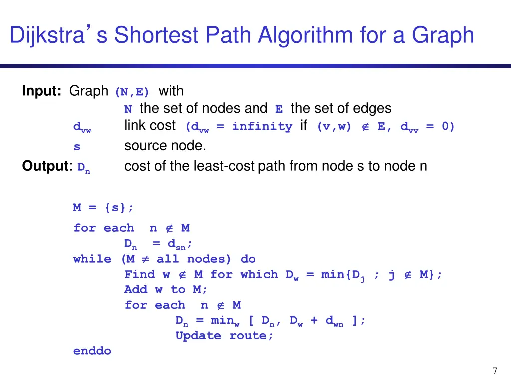 dijkstra s shortest path algorithm for a graph
