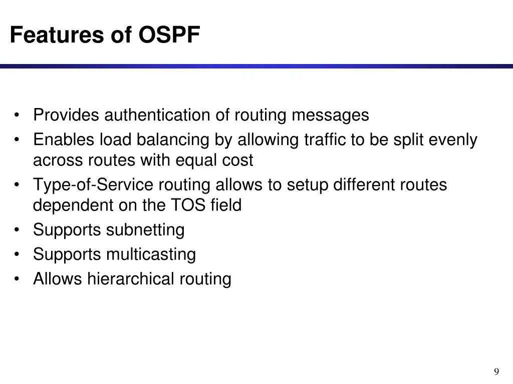 features of ospf