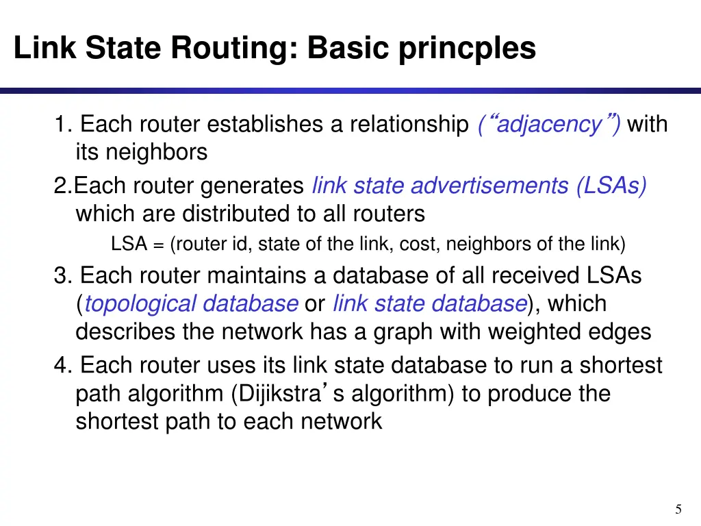 link state routing basic princples