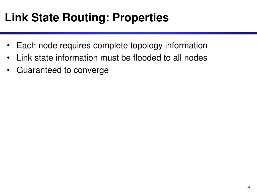 link state routing properties