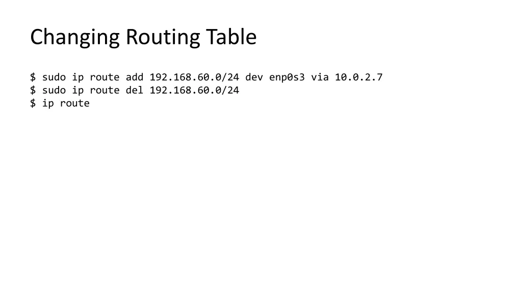 changing routing table