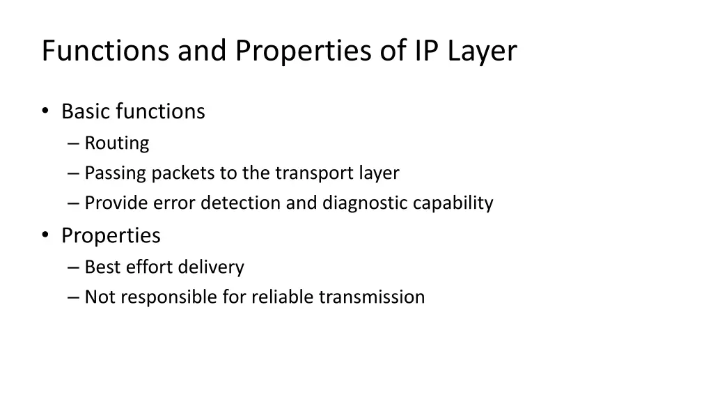 functions and properties of ip layer