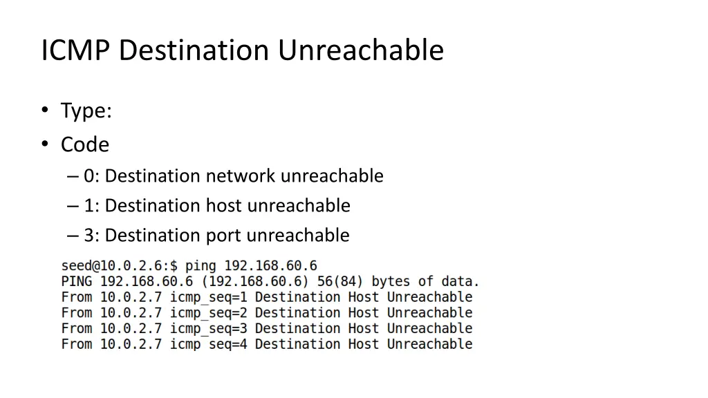 icmp destination unreachable