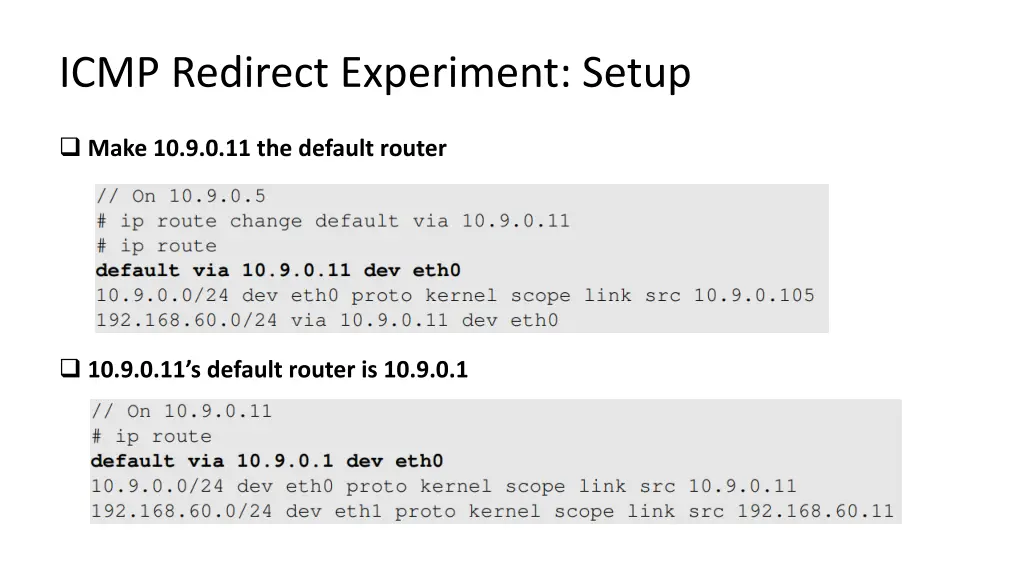 icmp redirect experiment setup 1