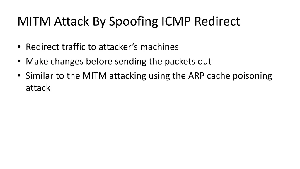 mitm attack by spoofing icmp redirect